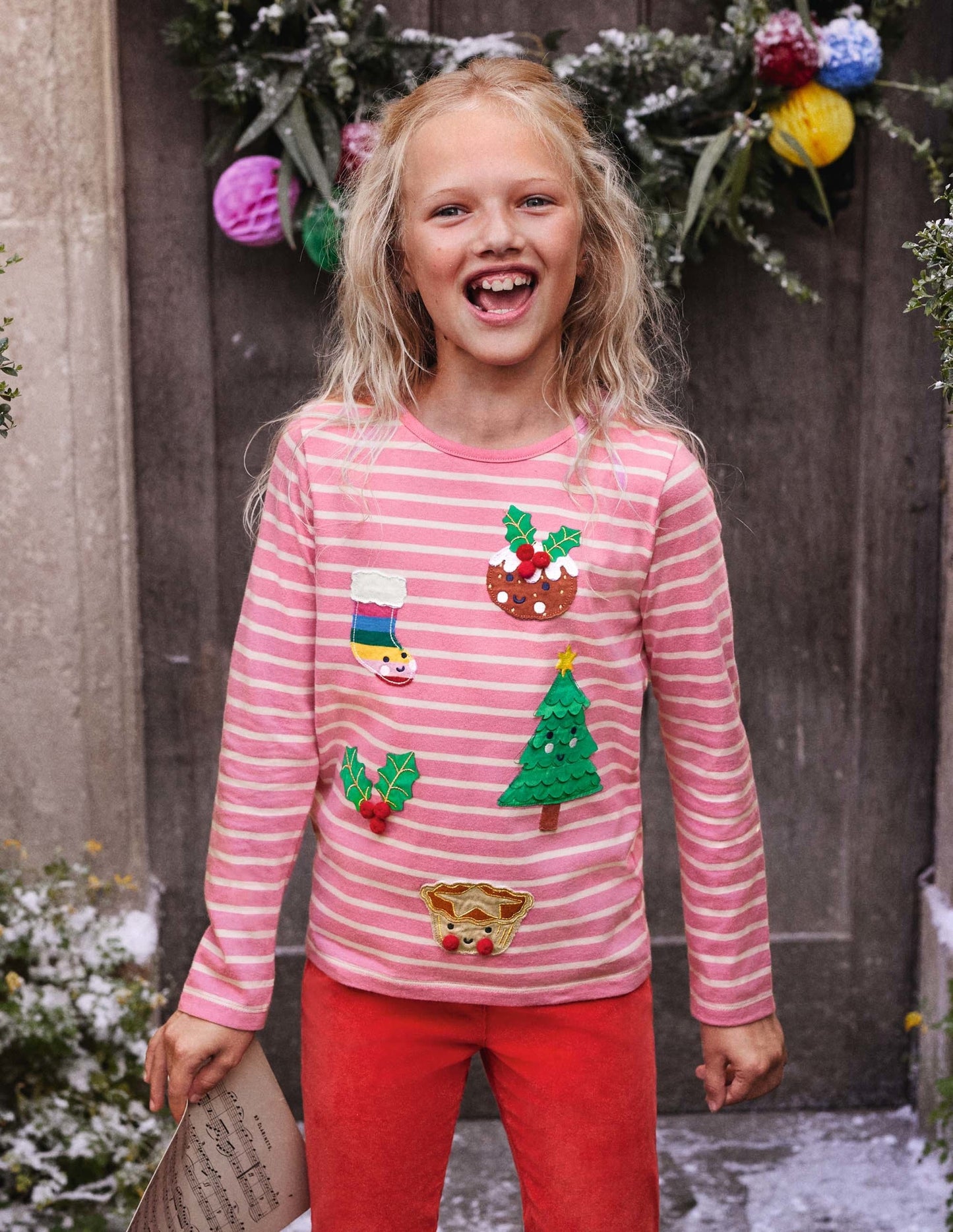 3D Appliqué Breton-Petal Pink/ Ivory Festive