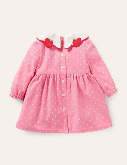Apple Collar Cord Dress-Formica Pink Pin Spot