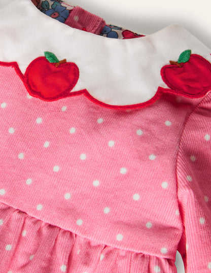 Apple Collar Cord Dress-Formica Pink Pin Spot