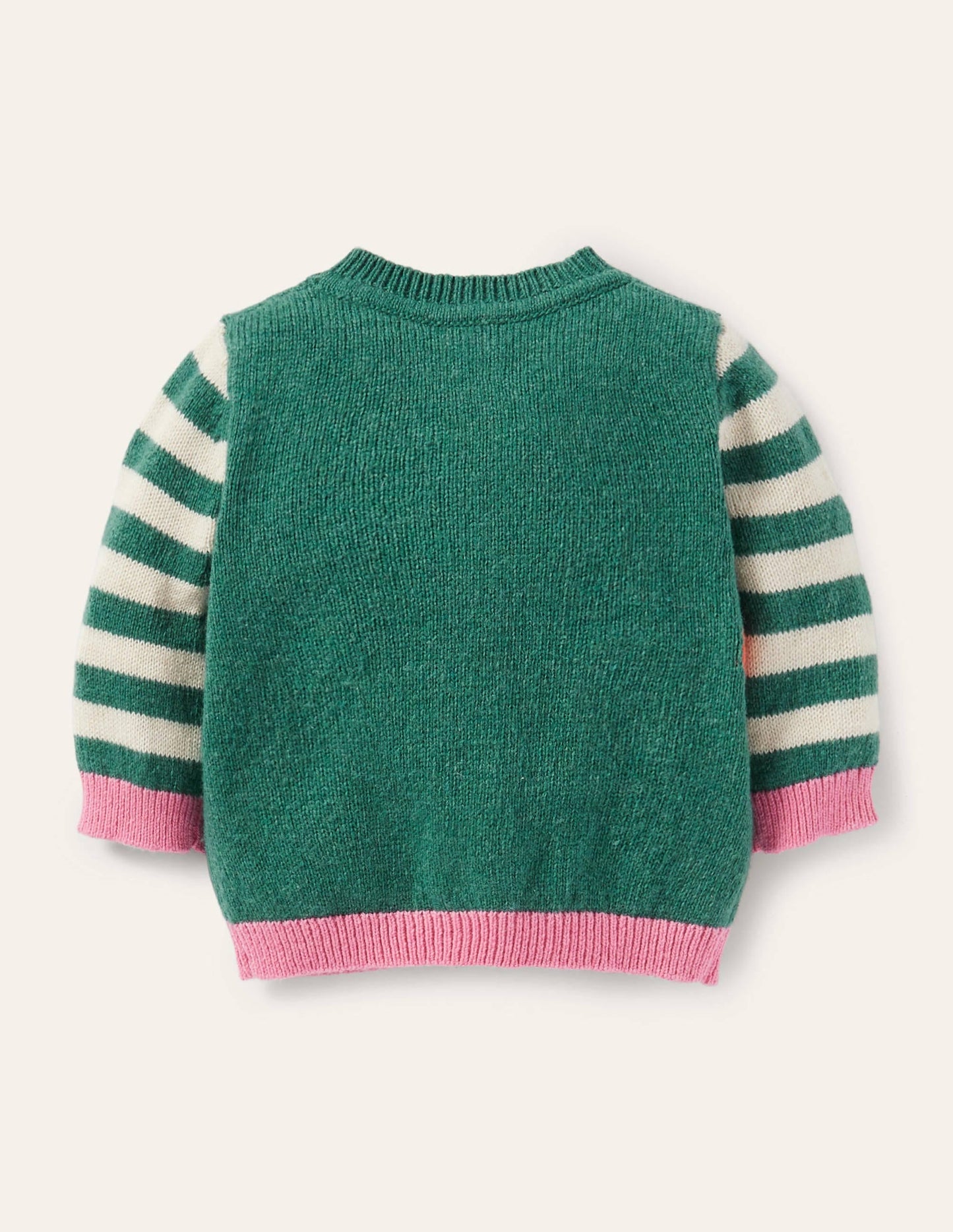 Animal Logo Cardigan-Ivory/Sardinia Green Squirrel