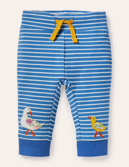 Appliqué Jersey Bottoms-Venice Blue/Ivory