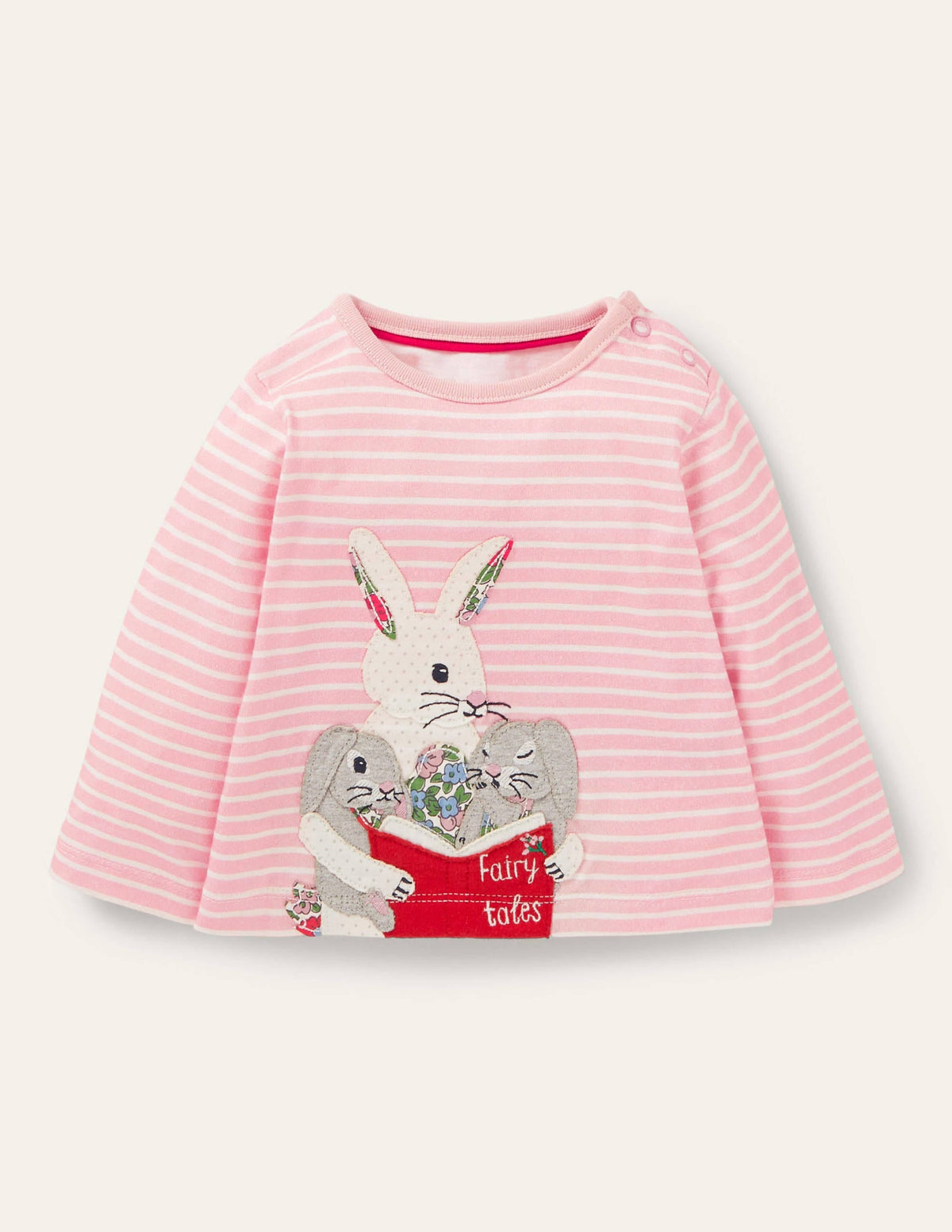 Appliqué T-shirt-Boto Pink/Ivory Bunnies