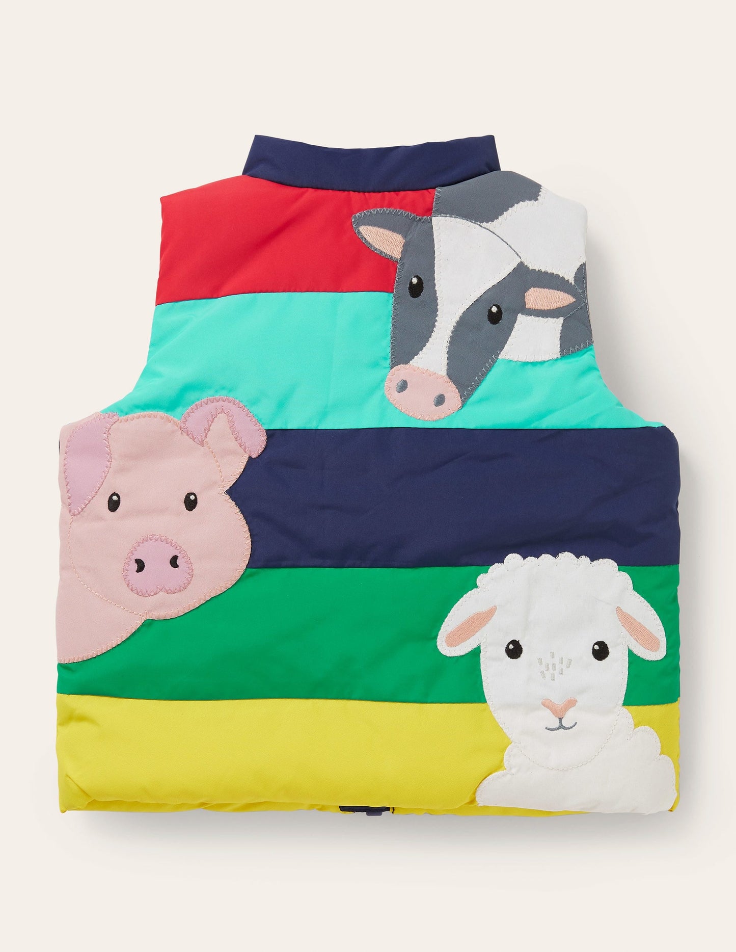 Applique Gilet-Multi Rainbow Farm Animals