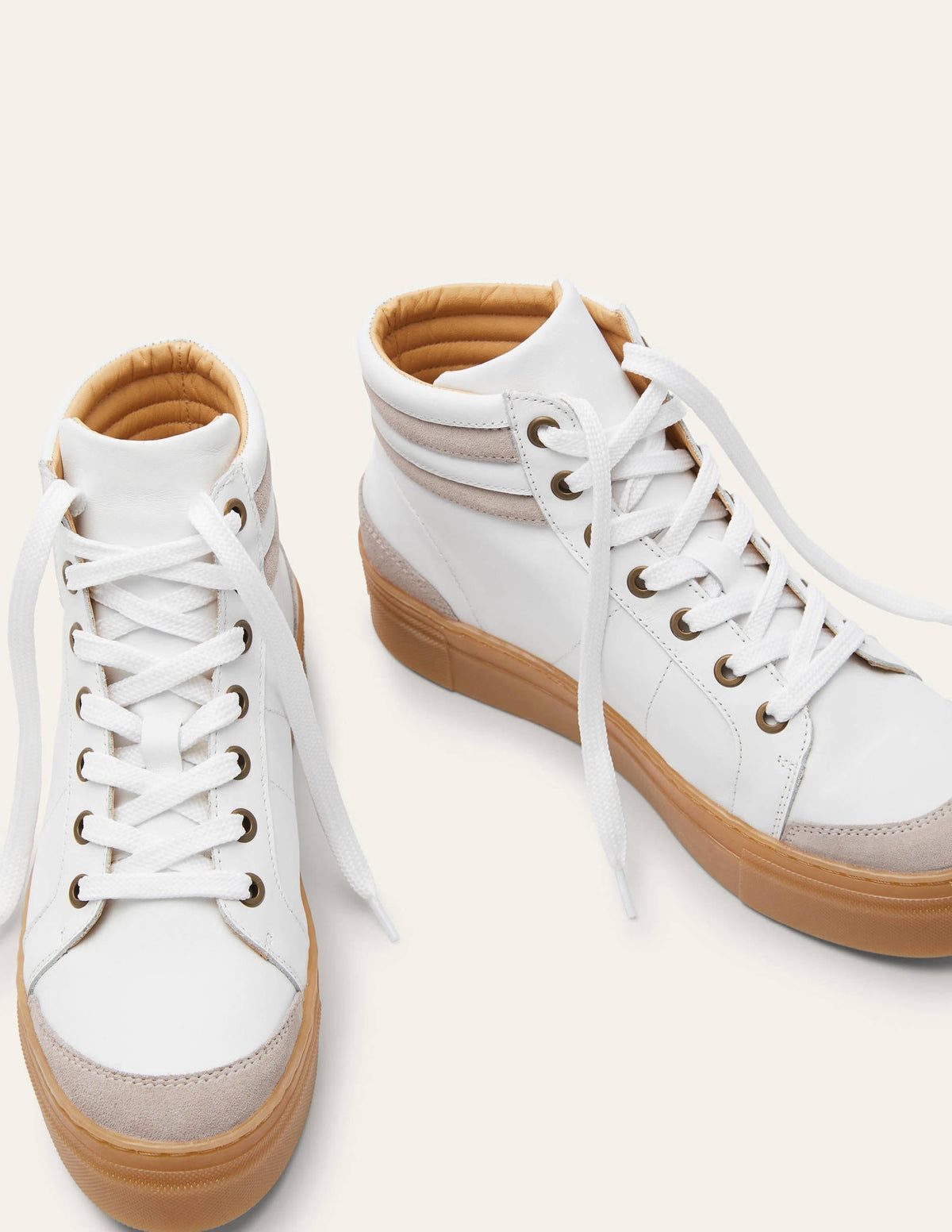 Amber High Top Sneakers-White Leather