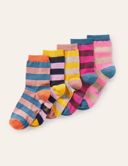 5 Pack Ankle Socks-Stripe