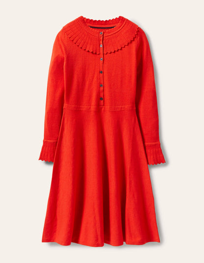 Abercorn Knitted Dress-Cherry Red