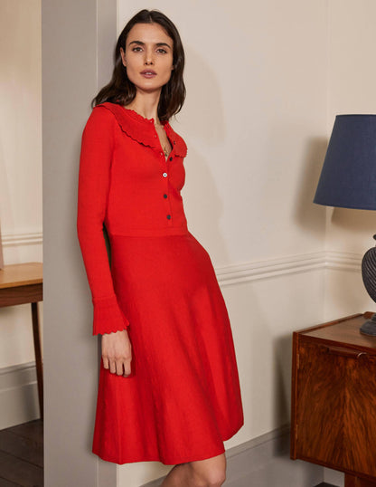 Abercorn Knitted Dress-Cherry Red
