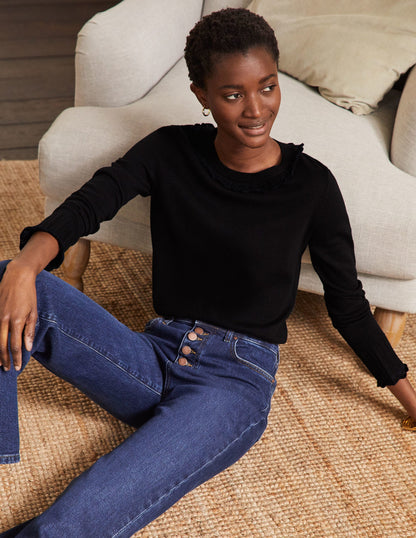 Aimee Pointelle Sweater-Black