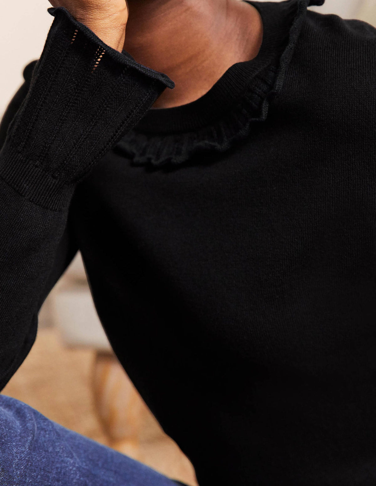Aimee Pointelle Sweater-Black