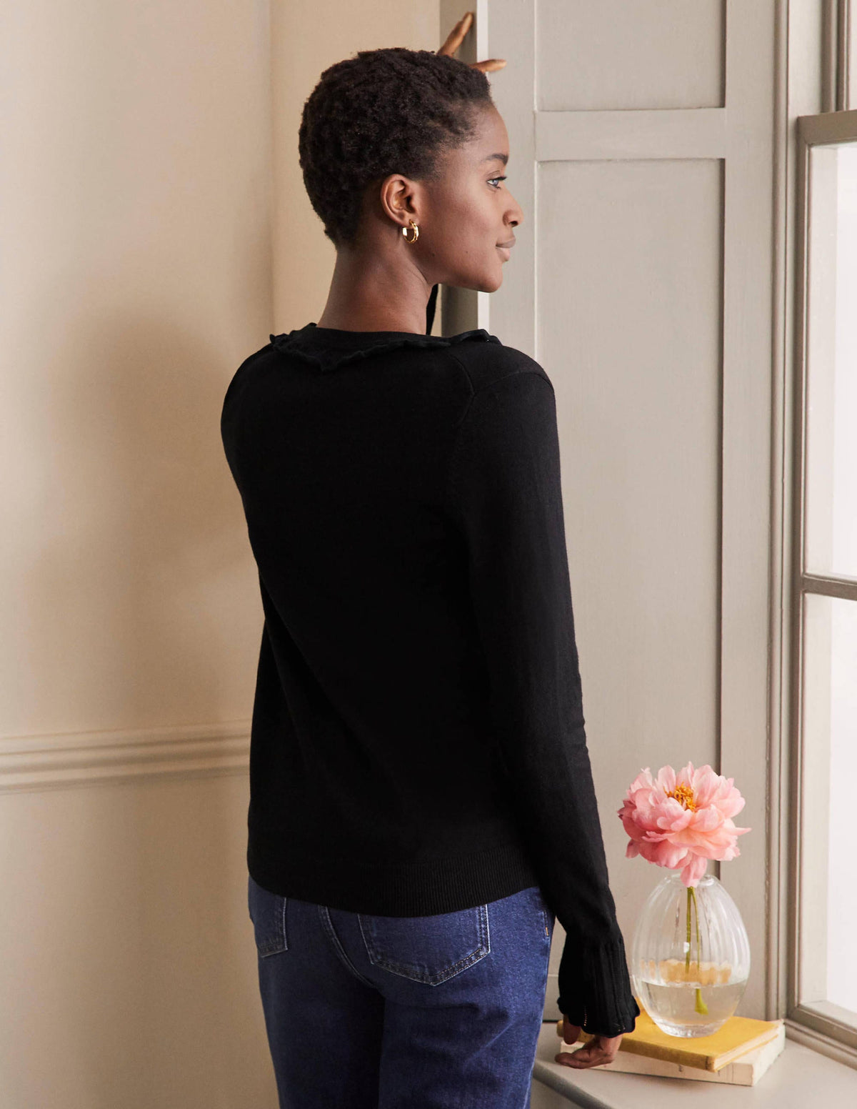 Aimee Pointelle Sweater-Black