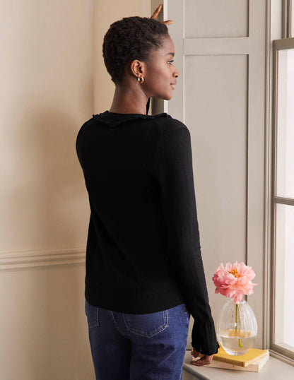 Aimee Pointelle Sweater-Black