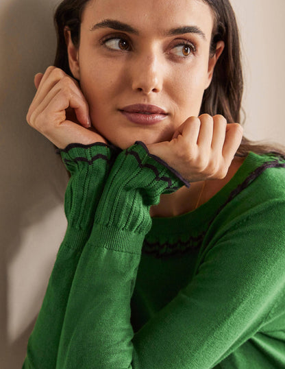 Aimee Pointelle Sweater-Conifer