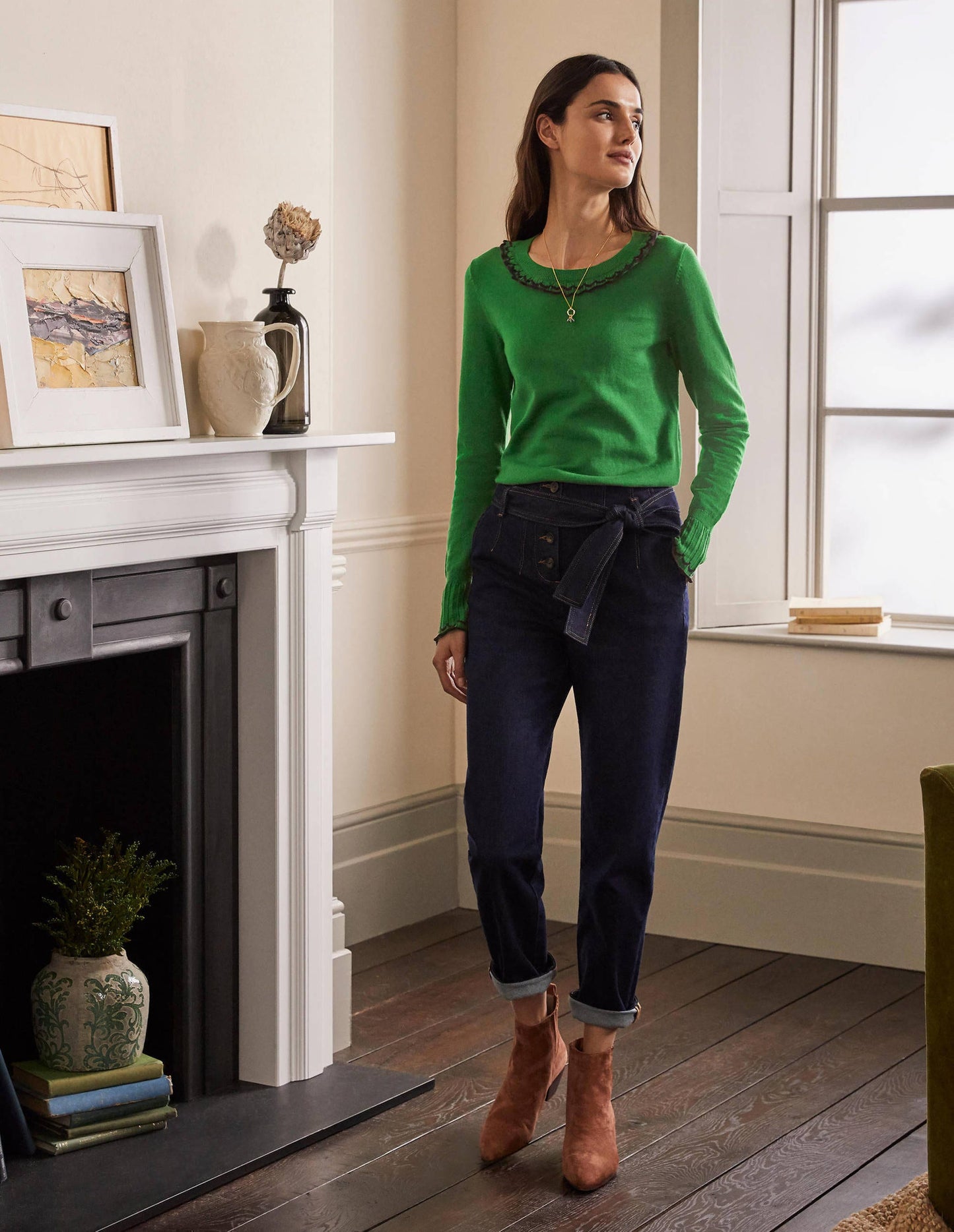 Aimee Pointelle Sweater-Conifer