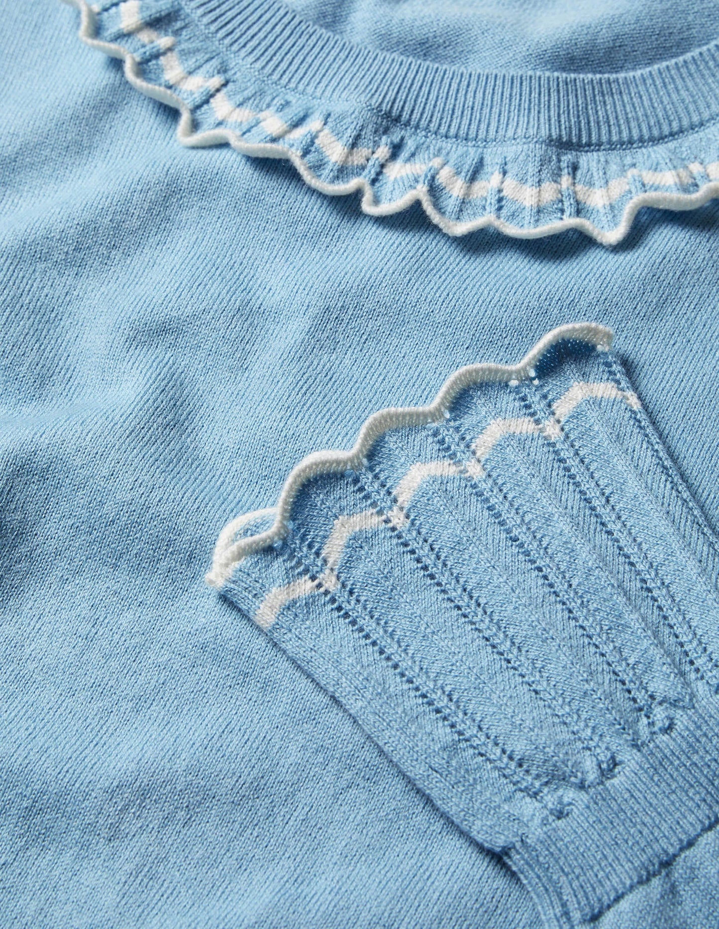 Aimee Pointelle Sweater-Frosted Blue