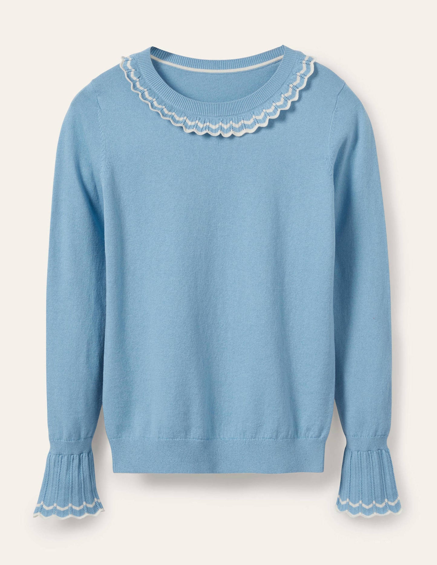 Aimee Pointelle Sweater-Frosted Blue