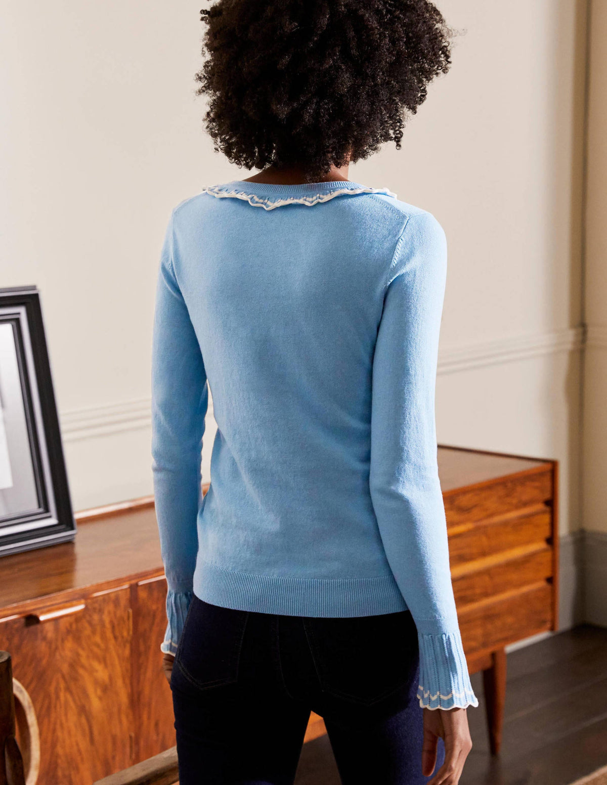 Aimee Pointelle Sweater-Frosted Blue