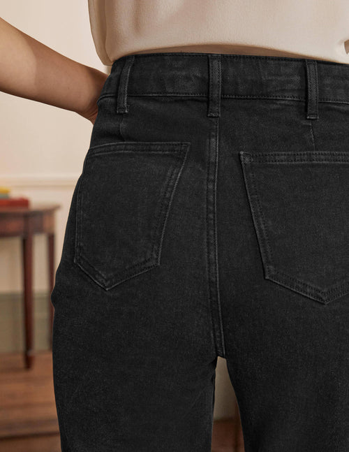 Barrel Leg Jeans-Washed Black