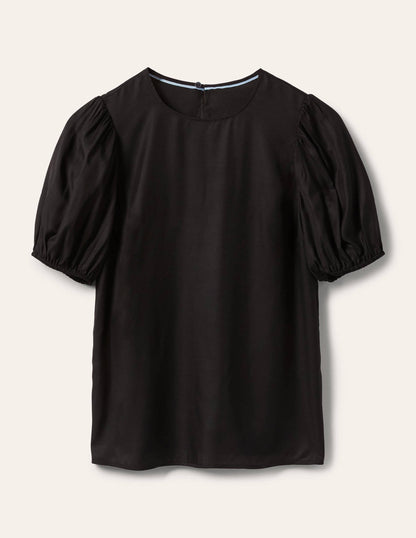 Adriana Puff Sleeve Top-Black