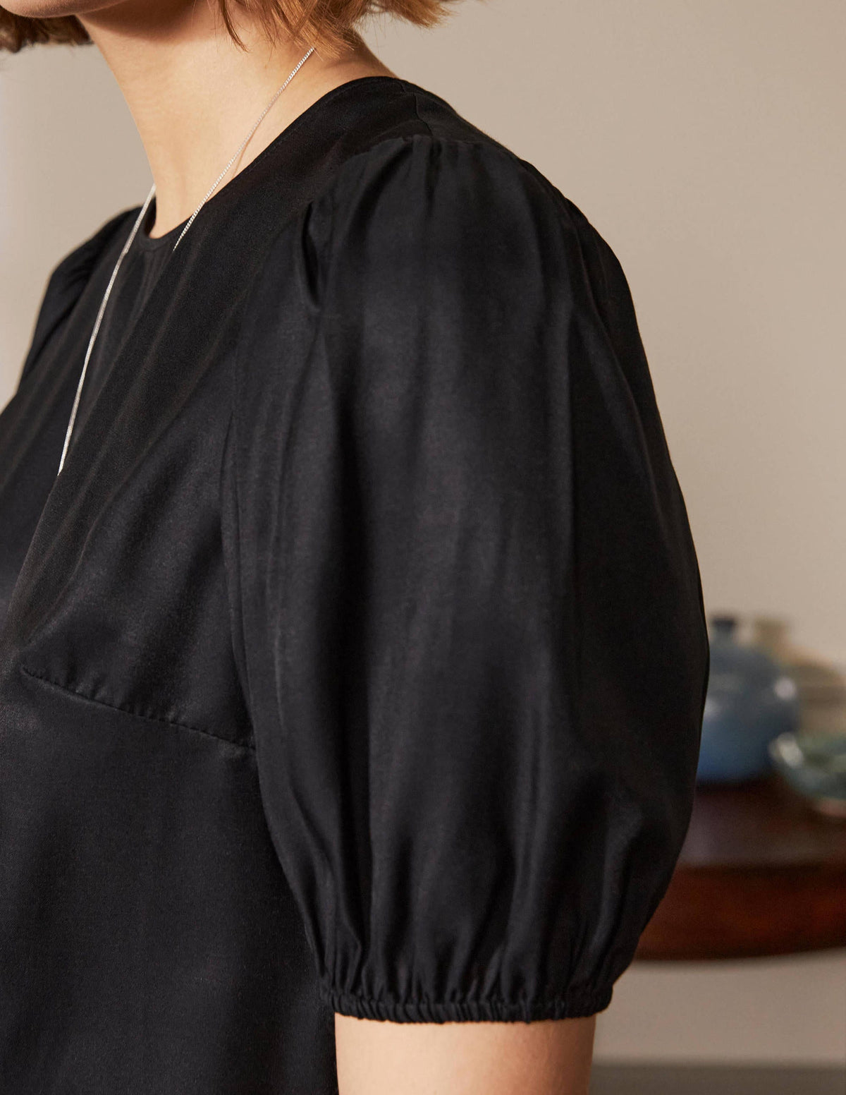Adriana Puff Sleeve Top-Black