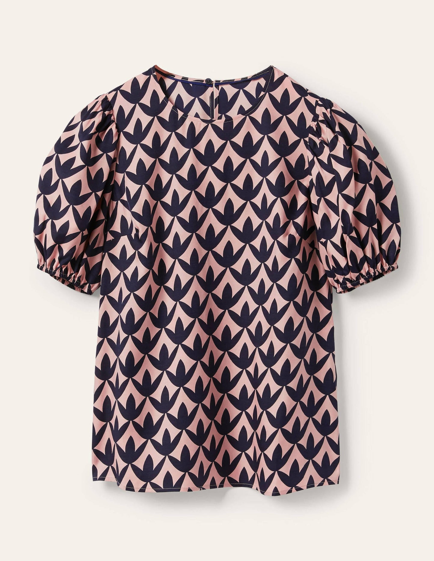 Adriana Puff Sleeve Top-Milkshake, Petal Geo
