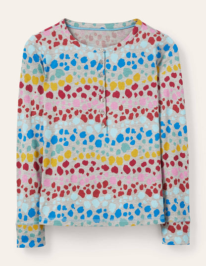 Alba Jersey Pajama Top-Multi Rainbow Leopard