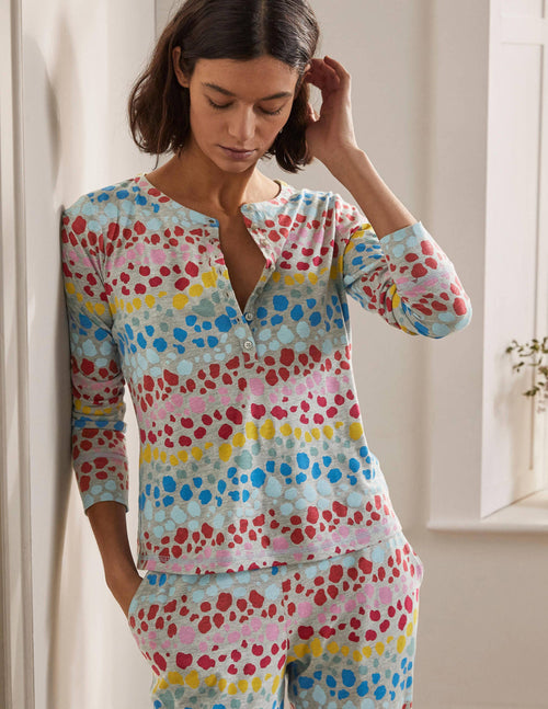 Alba Jersey Pajama Top-Multi Rainbow Leopard