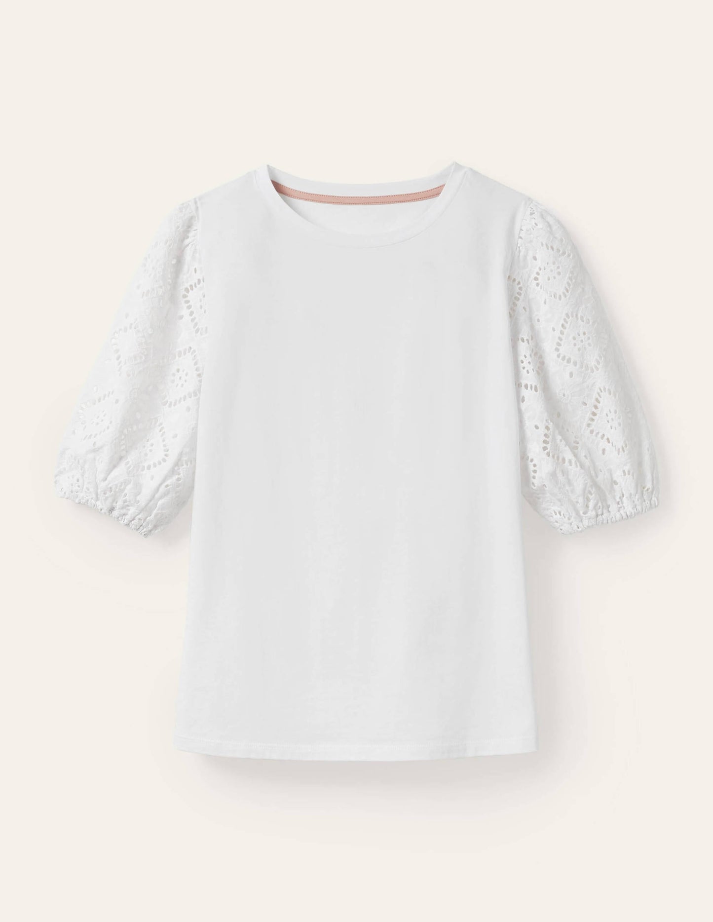 Abigail Puff Sleeve Jersey Top-White
