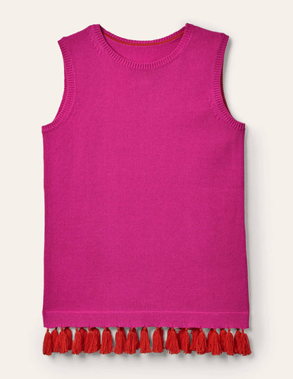 Avington Cotton Tassel Tank-Pop Pansy