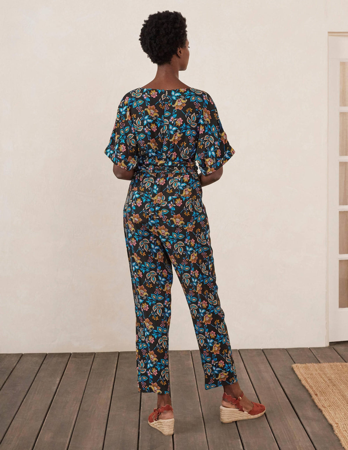 Alice Wrap Jumpsuit-Black, Summer Chintz