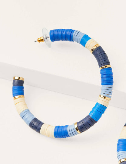 Beaded Hoop Earrings-Moroccan Blue