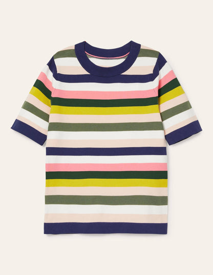 Abingdon Knitted Tee-Multi Stripe