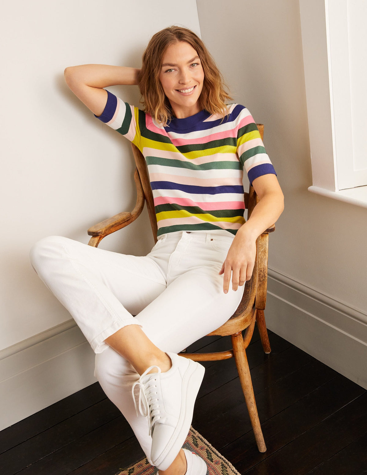 Abingdon Knitted Tee-Multi Stripe