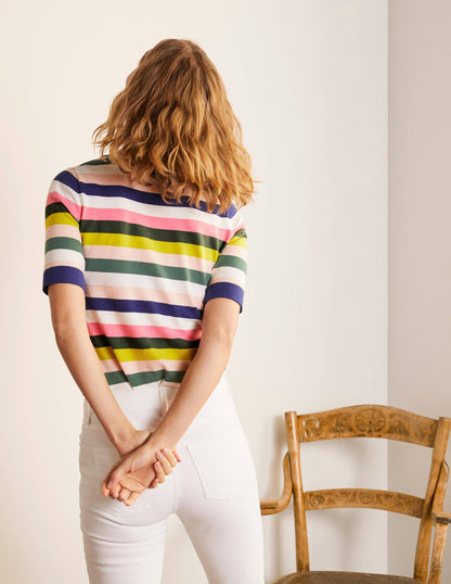 Abingdon Knitted Tee-Multi Stripe