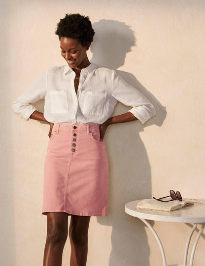 Amelie Girlfriend Skirt-Pale Pink Wash