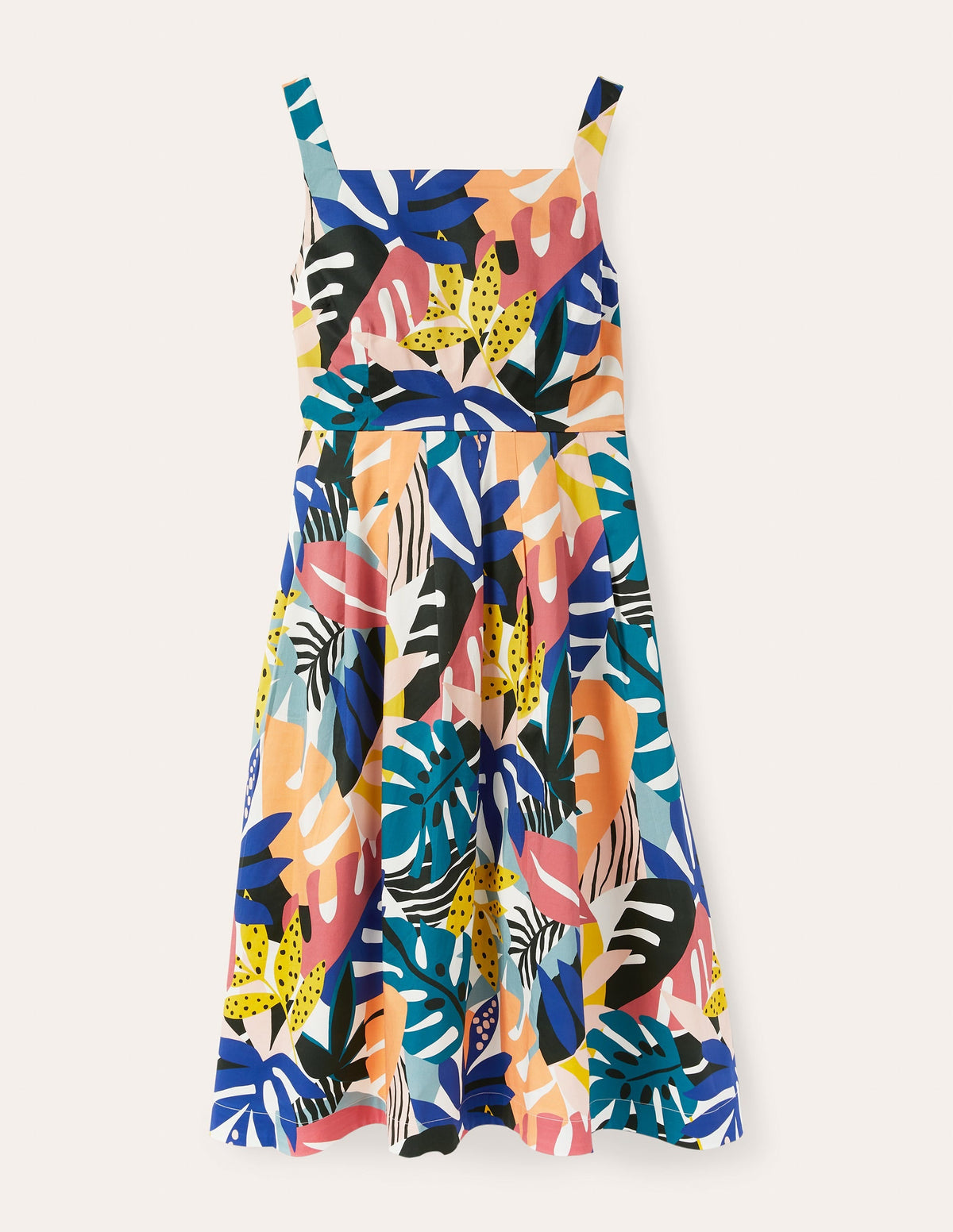 Aubrey Cotton Midi Dress-Ivory, Leafy Tropics