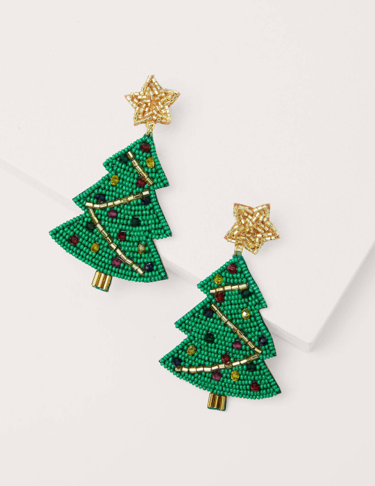 Beaded Festive Earrings-Christmas Trees