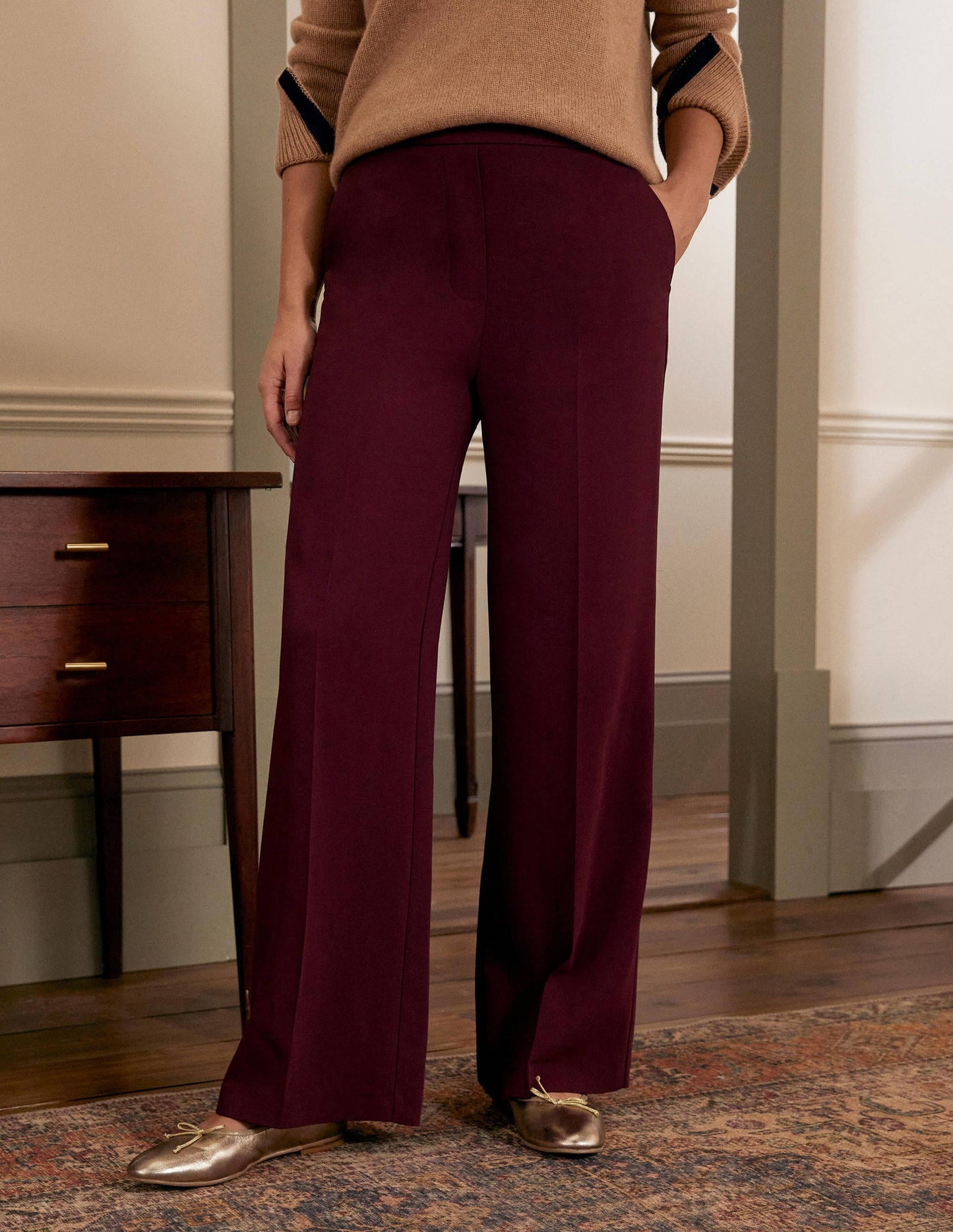 Albemarle Wide Leg Pants-Mulled Wine