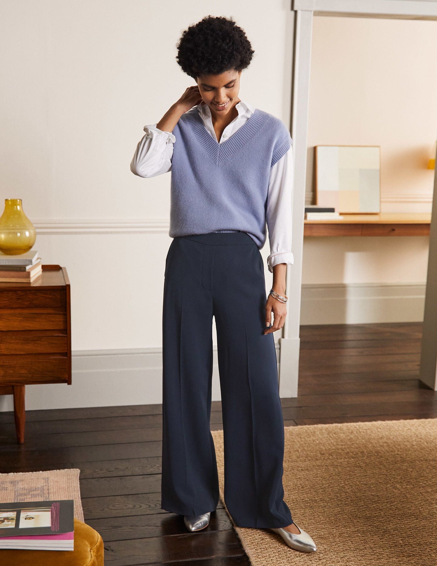 Albemarle Wide Leg Pants-Navy