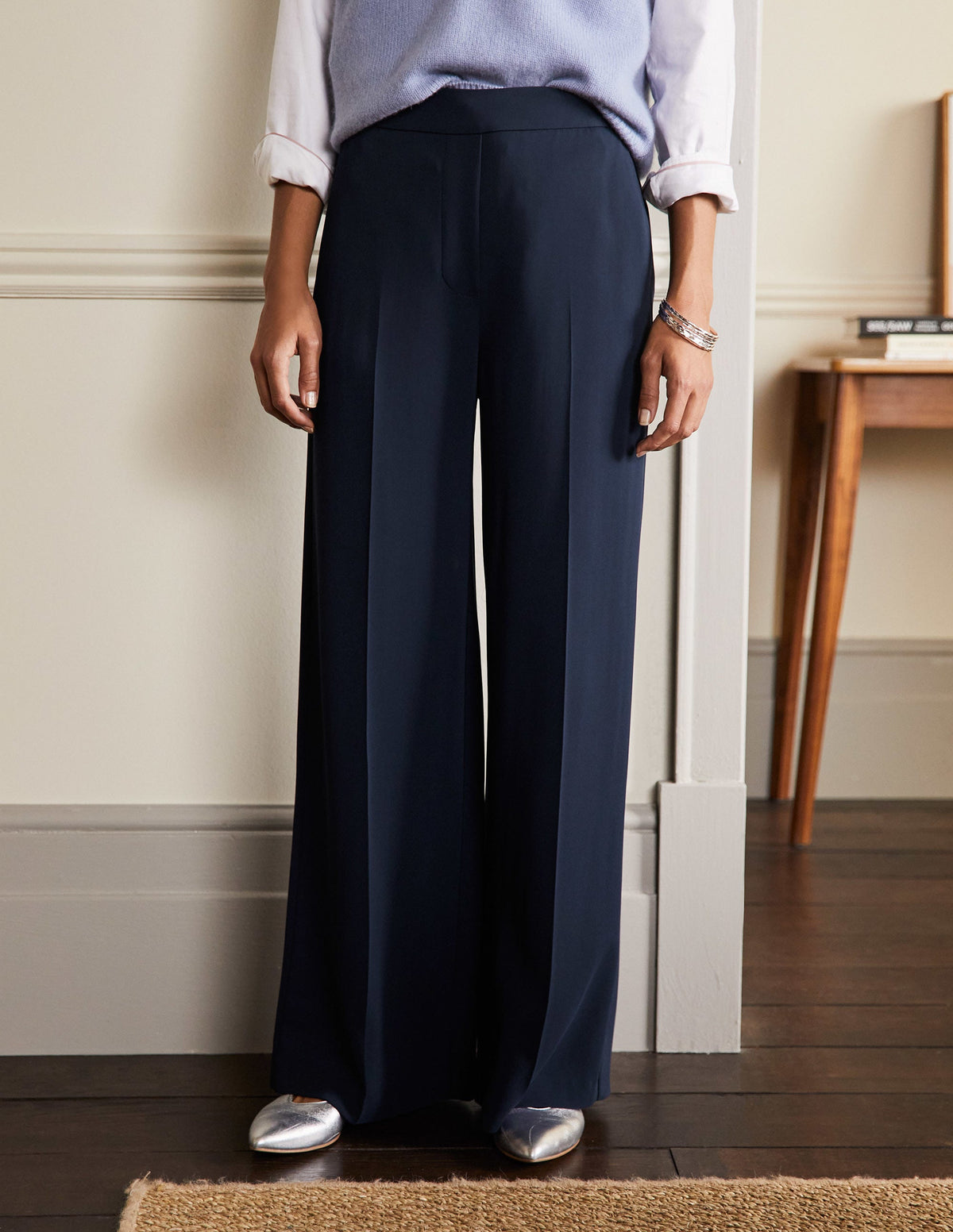 Albemarle Wide Leg Pants-Navy