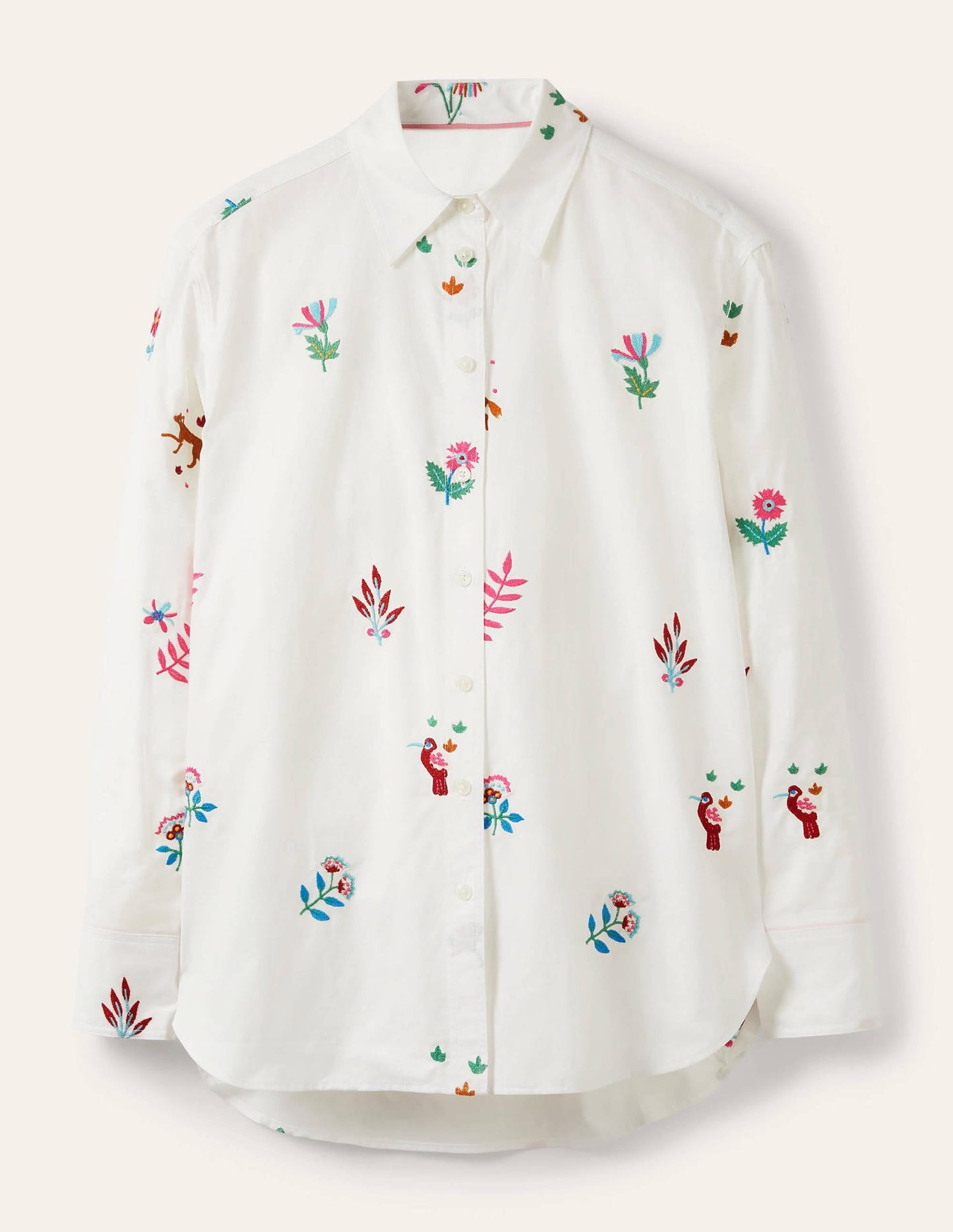 Agnes Oversized Shirt-White Embroidered