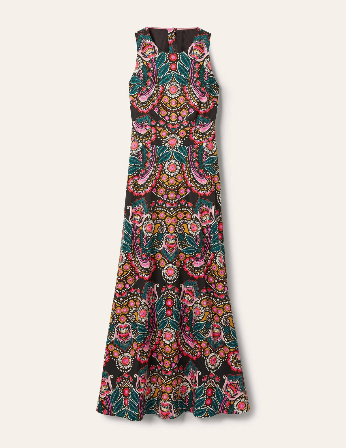 Back Detail Maxi Dress-Black, Daisy Paisley
