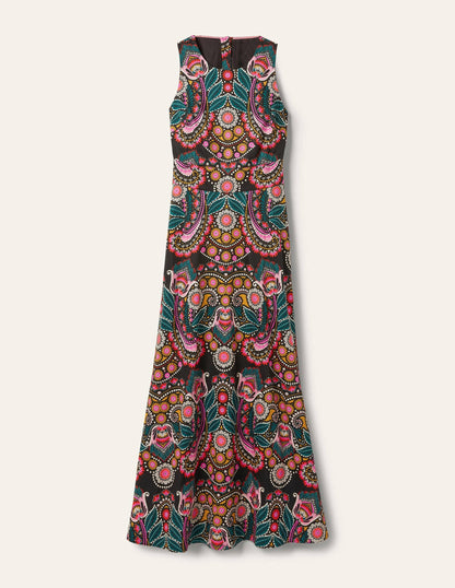 Back Detail Maxi Dress-Black, Daisy Paisley