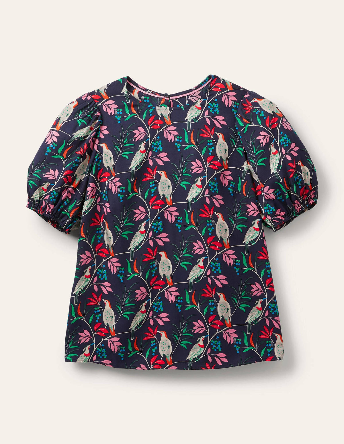 Adriana Puff Sleeve Top-French Navy, Berry Bird