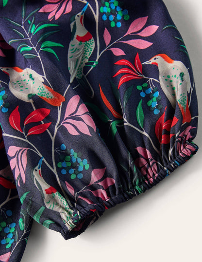 Adriana Puff Sleeve Top-French Navy, Berry Bird