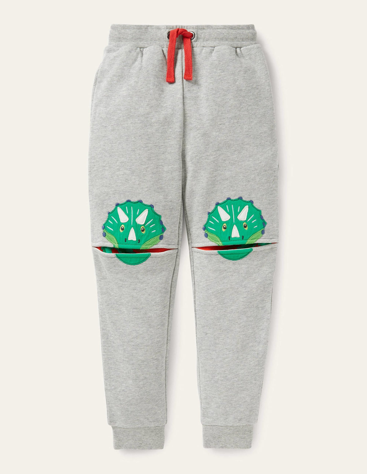 Appliqué Knee Joggers-Grey Marl Dinosaur
