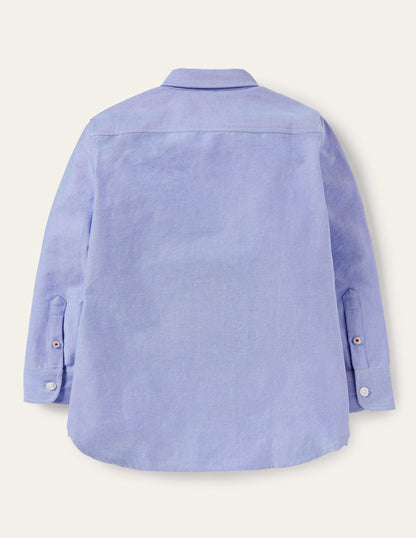 Appliqué Sausage Dog Shirt-Blue Oxford