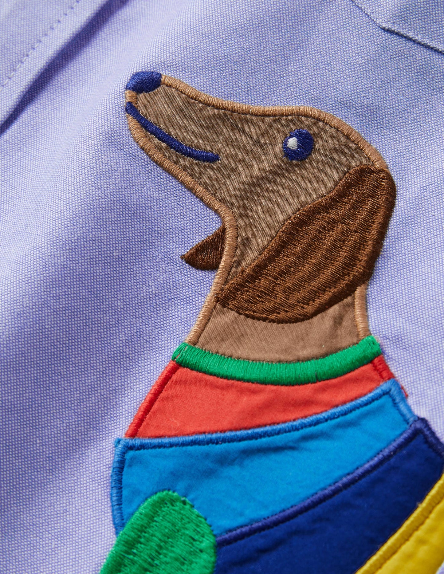 Appliqué Sausage Dog Shirt-Blue Oxford