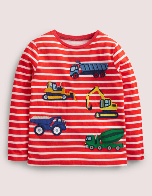 Appliqué Breton T-shirt-Strawberry Tart Red Trucks