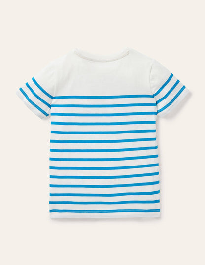 Animal Breton T-shirt-Malibu Blue/Ivory Leopard