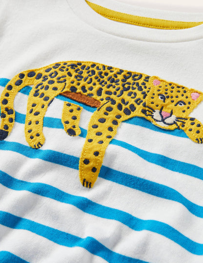 Animal Breton T-shirt-Malibu Blue/Ivory Leopard